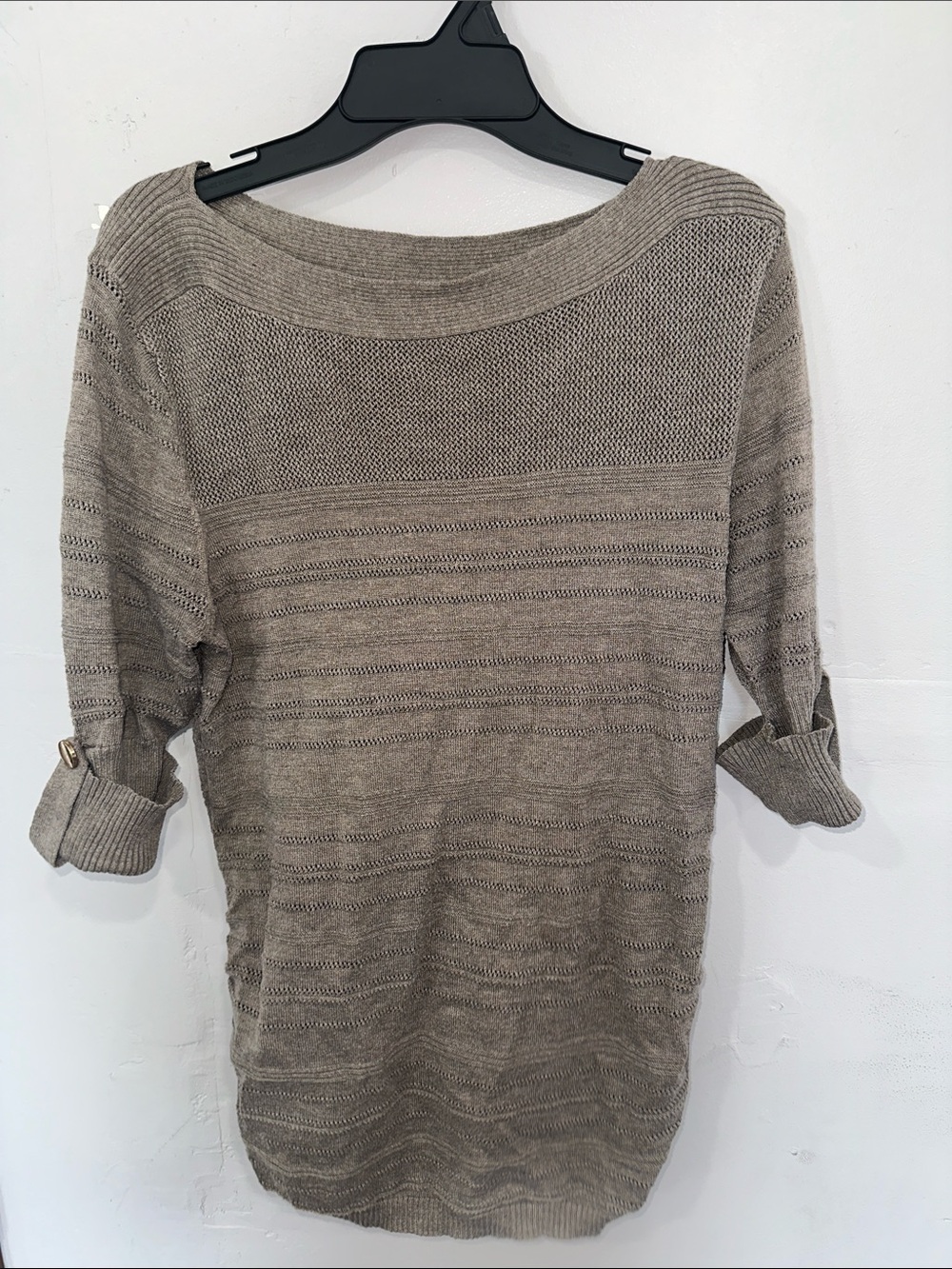 Apt. 9 Taupe Off-the-Shoulder Lightweight Knit Sweater